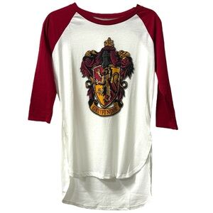 Harry Potter Women’s 3/4 Sleeve‎ Baseball Crest Gryffindor Tee Shirt  Sz S